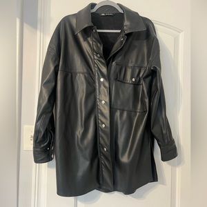 Zara leather shirt-jacket